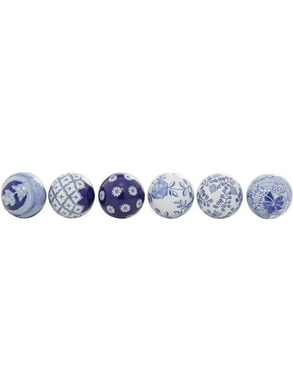 Blue Ceramic Decorative Orbs Set Vase Bowl Filler Table Centerpiece Decor